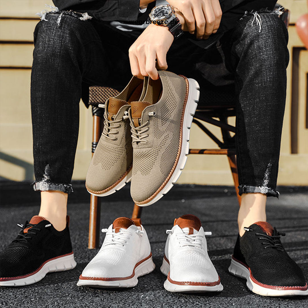 Effortless Knit Mesh Fashion Sneakers for Women with Lace Up Contrast Sole Casual Style