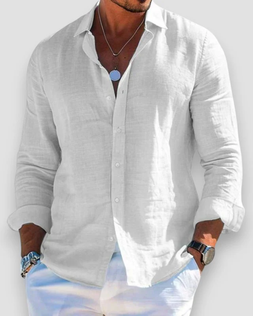 Effortless Linen Shirt for Women with Collar Long Sleeve Button Front Relaxed Casual Style