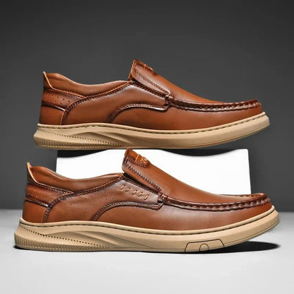 Comfortable Leather Loafer for Women with Moc Toe Slip On Cushioned Sneaker Sole Casual Style