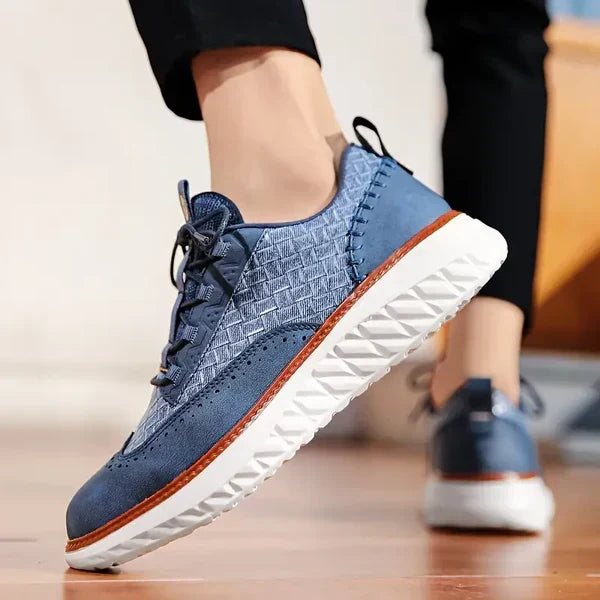 Stylish Woven Leather Brogue Sneaker for Women with Lace Up Wingtip Chunky Sole Casual Style