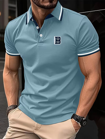 Stylish Striped Trim Polo Shirt for Women with Collar Short Sleeve Button Placket Casual Style