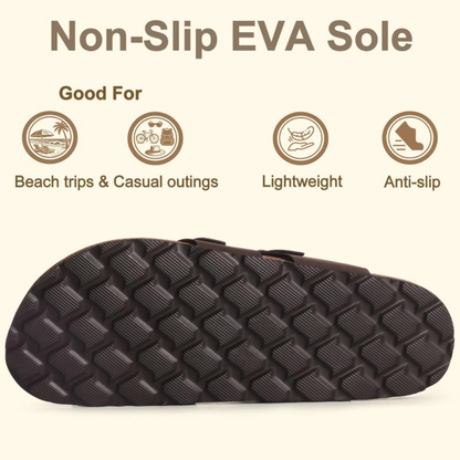 Comfortable Thong Sandals for Women with Adjustable Buckle Strap Cork Footbed Open Toe Style