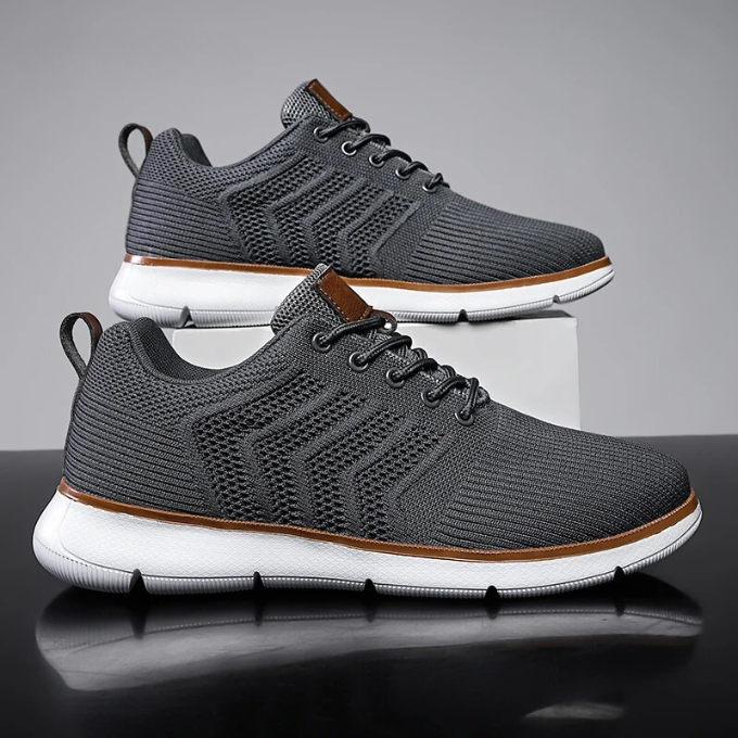 Comfortable Mesh Fashion Sneakers for Women with Lace Up Chevron Knit Cushioned Sole Casual Style