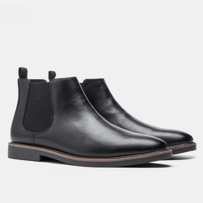 Comfortable Leather Chelsea Boots for Women with Elastic Gusset Round Toe Stacked Heel Casual Style