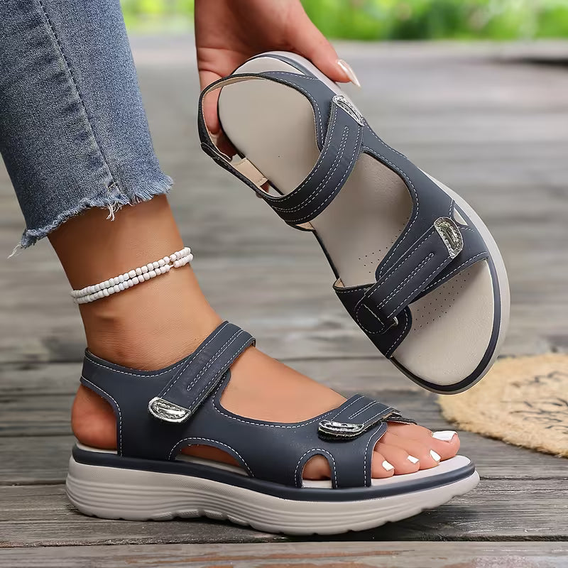 Comfortable Orthopedic Sandals for Women with Hook Loop Strap Open Toe Platform Style