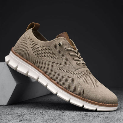 Effortless Knit Mesh Fashion Sneakers for Women with Lace Up Contrast Sole Casual Style