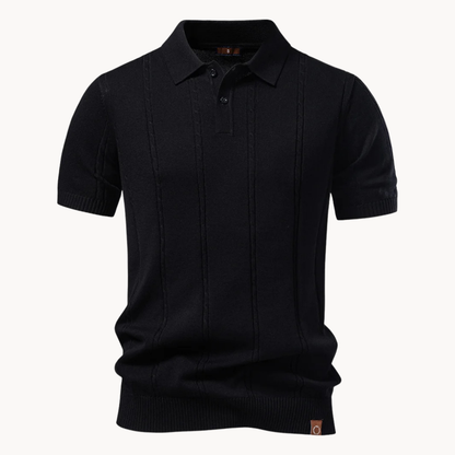 Comfortable Cable Knit Polo Shirt for Women with Collar Short Sleeve Button Placket Ribbed Casual Style