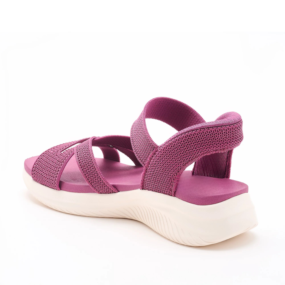 Comfortable Sandals for Women with Woven Stretch Strap Cushioned Sole Ankle Buckle Sport Style