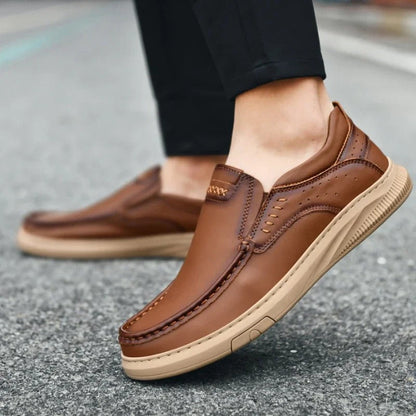 Comfortable Leather Loafer for Women with Moc Toe Slip On Cushioned Sneaker Sole Casual Style