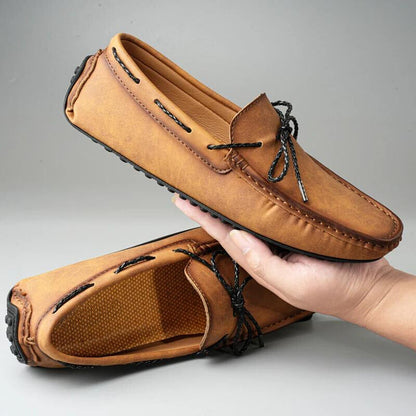 Comfortable Suede Leather Driving Loafer for Women with Moc Toe Braided Lace Bow Slip On Casual Style