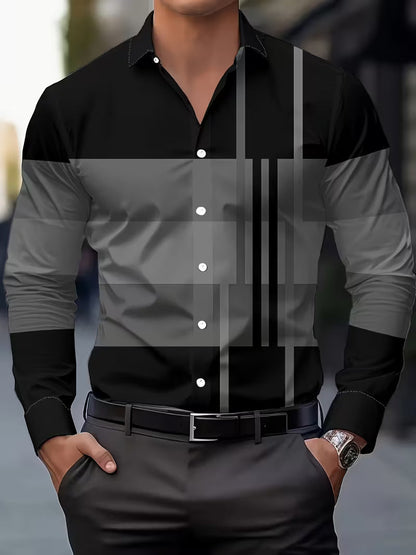 Effortless Colorblock Striped Shirt for Women with Collar Long Sleeve Button Front Relaxed Style