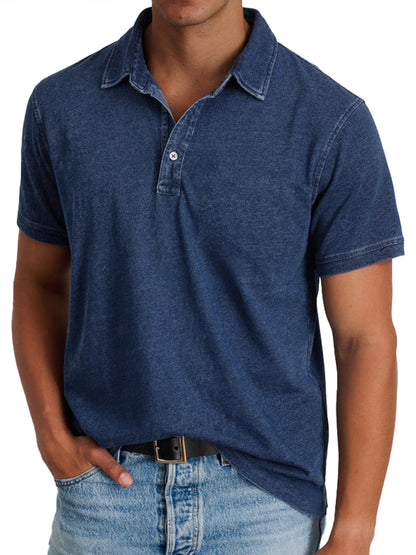 Effortless Washed Cotton Polo Shirt for Women with Collar Short Sleeve Button Placket Relaxed Casual Style