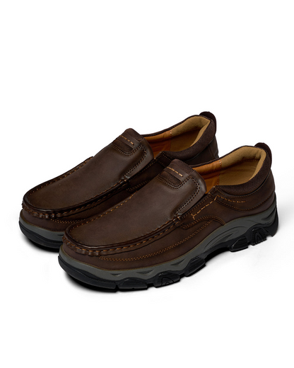 Effortless Leather Moc Toe Loafer for Women with Slip-On Rugged Outsole Comfort Style