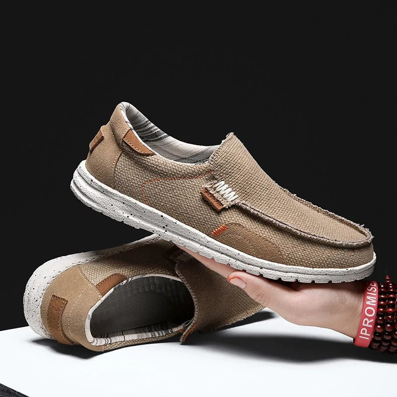 Comfortable Canvas Loafer for Women with Slip-On Moccasin Toe Woven Texture Casual Style