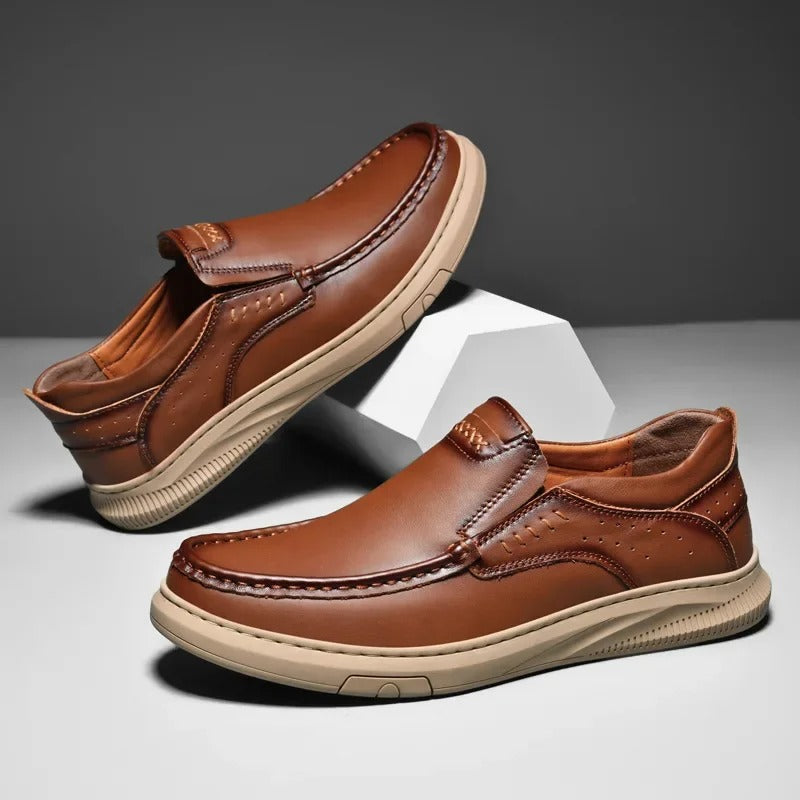 Comfortable Leather Loafer for Women with Moc Toe Slip On Cushioned Sneaker Sole Casual Style