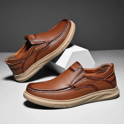 Comfortable Leather Loafer for Women with Moc Toe Slip On Cushioned Sneaker Sole Casual Style
