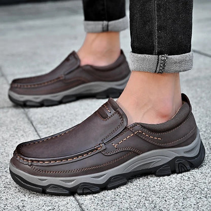 Effortless Leather Moc Toe Loafer for Women with Slip-On Rugged Outsole Comfort Style