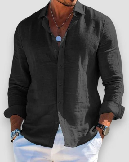 Effortless Linen Shirt for Women with Collar Long Sleeve Button Front Relaxed Casual Style