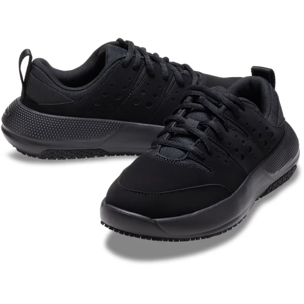 Comfortable Black Trainers for Women with Slip Resistant Sole Lace Up Breathable Work Shoe Style