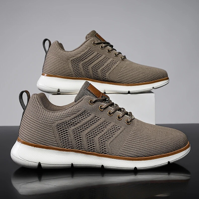 Comfortable Mesh Fashion Sneakers for Women with Lace Up Chevron Knit Cushioned Sole Casual Style