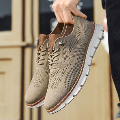 Effortless Knit Mesh Fashion Sneakers for Women with Lace Up Contrast Sole Casual Style