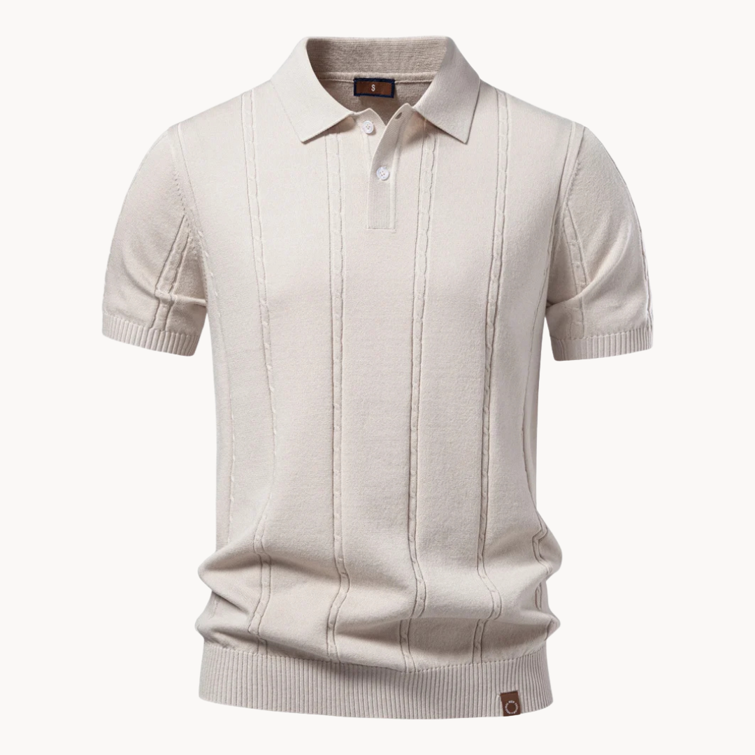 Comfortable Cable Knit Polo Shirt for Women with Collar Short Sleeve Button Placket Ribbed Casual Style