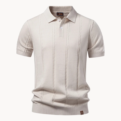 Comfortable Cable Knit Polo Shirt for Women with Collar Short Sleeve Button Placket Ribbed Casual Style