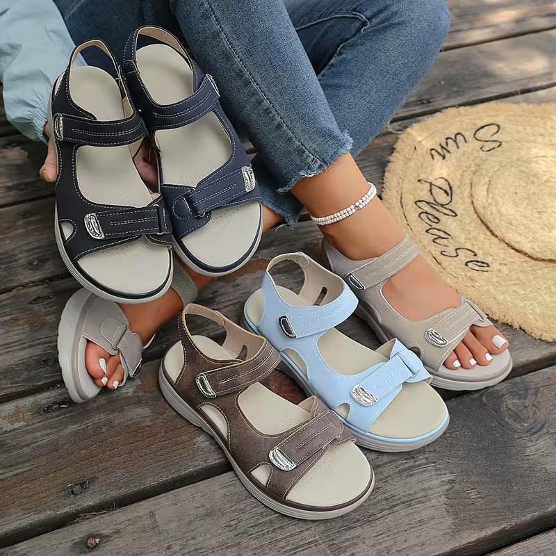 Comfortable Orthopedic Sandals for Women with Hook Loop Strap Open Toe Platform Style