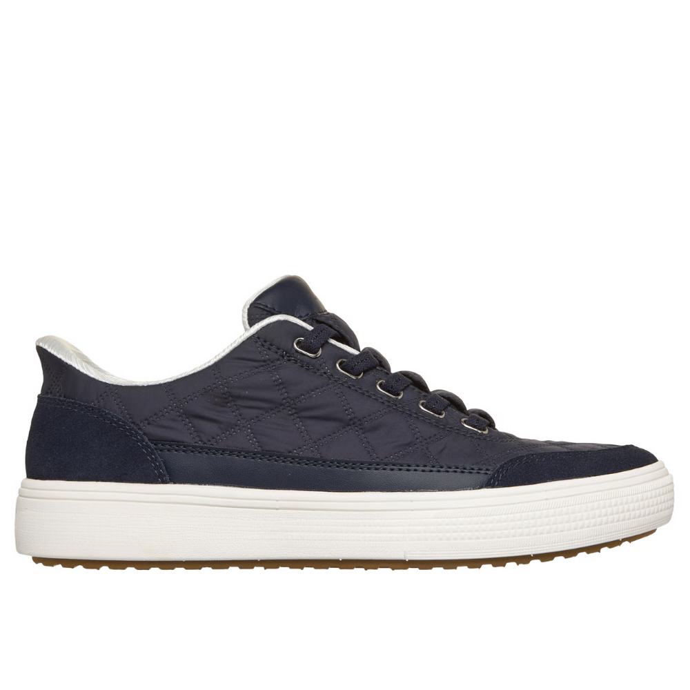 Comfortable Trainers for Women with Quilted Suede Panel Lace Up Low Top Cupsole Style