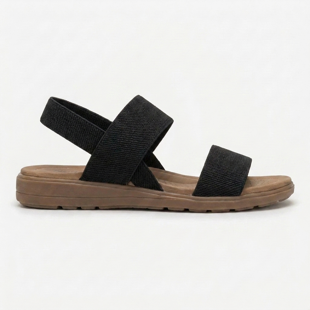 Comfortable Flat Sandals for Women with Two Strap Ankle Buckle Open Toe Cushioned Style