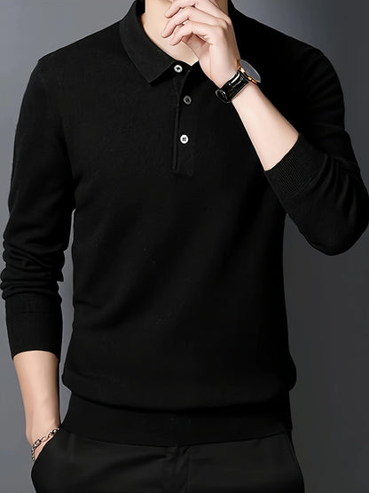 Comfortable Knit Polo Sweater for Women with Collar Long Sleeve Button Placket Ribbed Cuff Casual Style