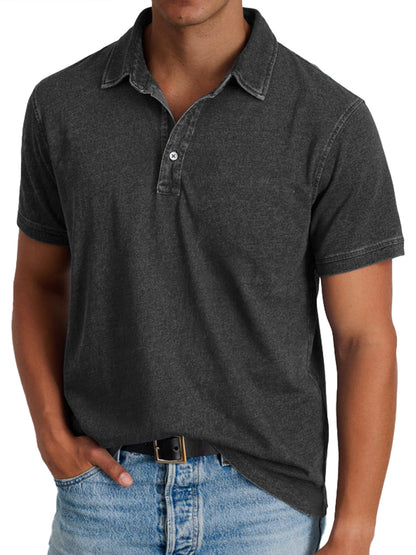 Effortless Washed Cotton Polo Shirt for Women with Collar Short Sleeve Button Placket Relaxed Casual Style