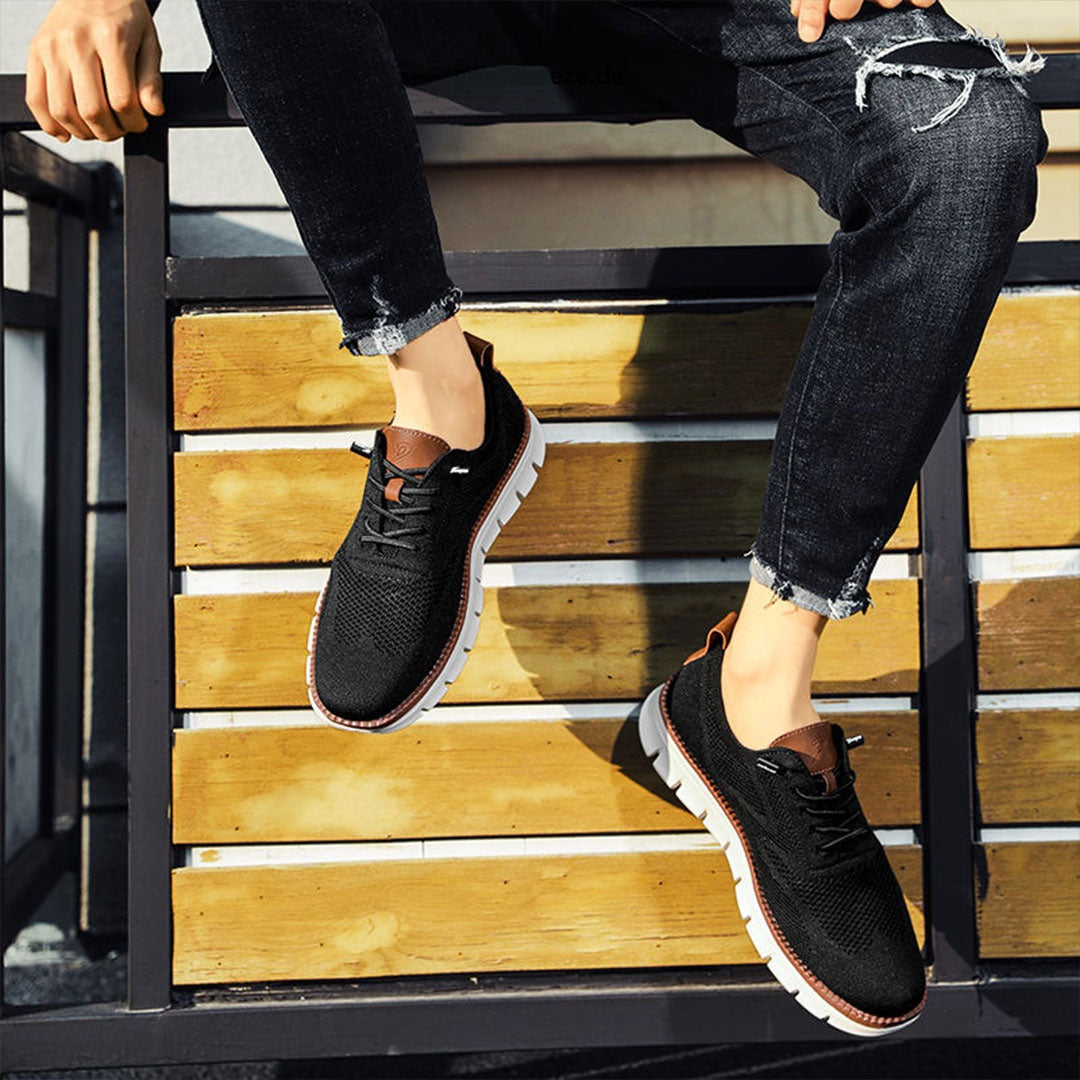 Effortless Knit Mesh Fashion Sneakers for Women with Lace Up Contrast Sole Casual Style