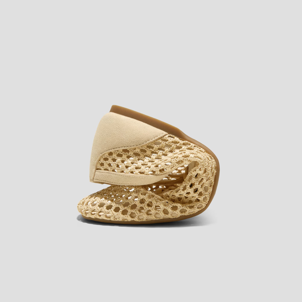 Effortless Woven Ballet Flats for Women with Square Toe Lace Up Bow Mesh Slip On Style