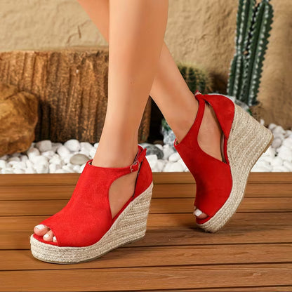 Elegant Espadrille Wedge Sandals for Women with Peep Toe Ankle Strap Platform Style