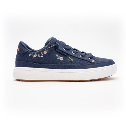 Comfortable Trainers for Women with Floral Embroidery Canvas Upper Lace Up Low Top Style