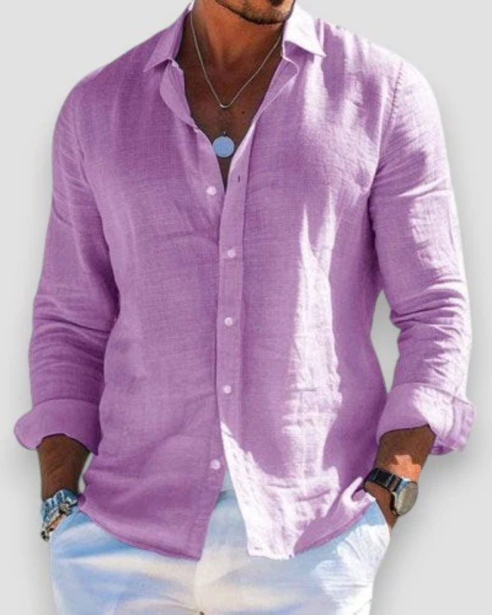 Effortless Linen Shirt for Women with Collar Long Sleeve Button Front Relaxed Casual Style