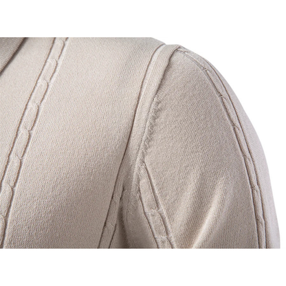 Comfortable Cable Knit Polo Shirt for Women with Collar Short Sleeve Button Placket Ribbed Casual Style