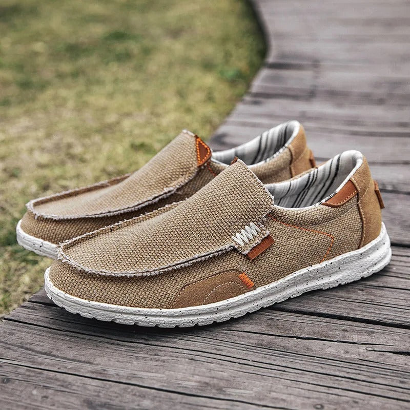 Comfortable Canvas Loafer for Women with Slip-On Moccasin Toe Woven Texture Casual Style