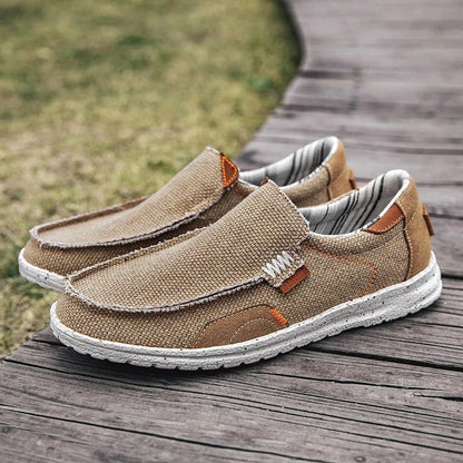 Comfortable Canvas Loafer for Women with Slip-On Moccasin Toe Woven Texture Casual Style