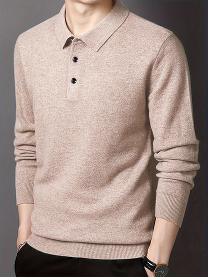 Comfortable Knit Polo Sweater for Women with Collar Long Sleeve Button Placket Ribbed Cuff Casual Style