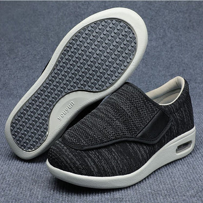 Comfortable Knit Slip On Sneaker for Women with Adjustable Strap Wide Toe Cushioned Sole Casual Style