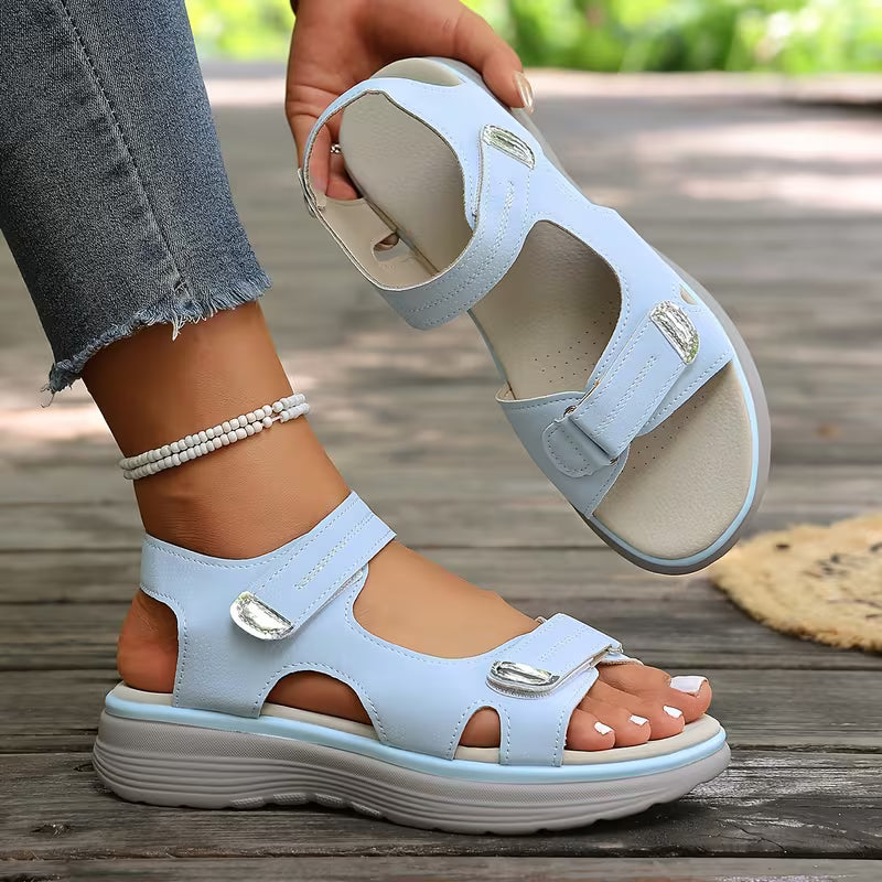 Comfortable Orthopedic Sandals for Women with Hook Loop Strap Open Toe Platform Style