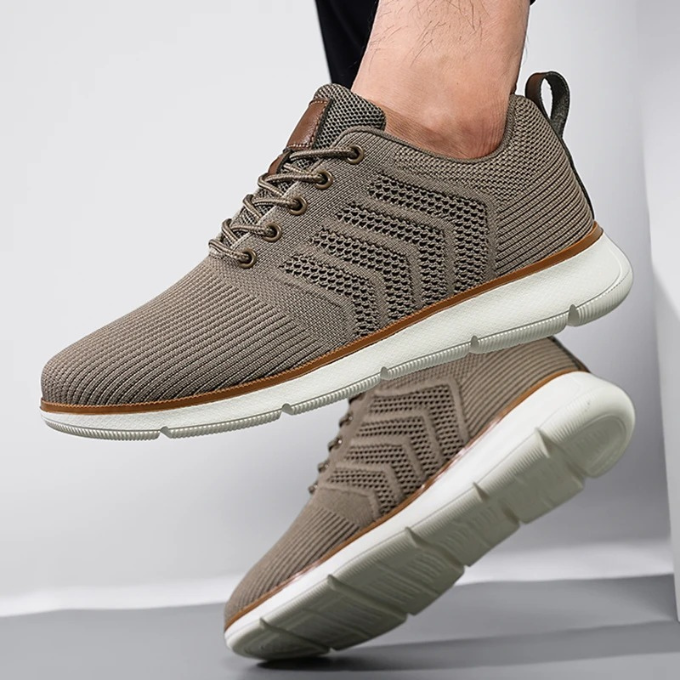 Comfortable Mesh Fashion Sneakers for Women with Lace Up Chevron Knit Cushioned Sole Casual Style