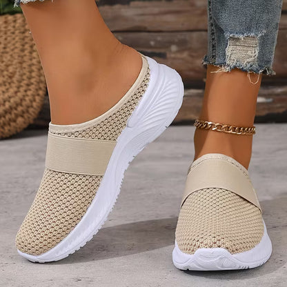 Comfortable Slides for Women with Closed Toe Breathable Mesh Backless Slip On Style