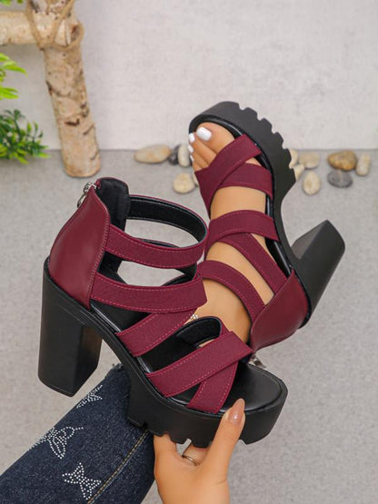 Stylish Strappy Sandals for Women with Chunky Block Heel Lug Platform Open Toe Style