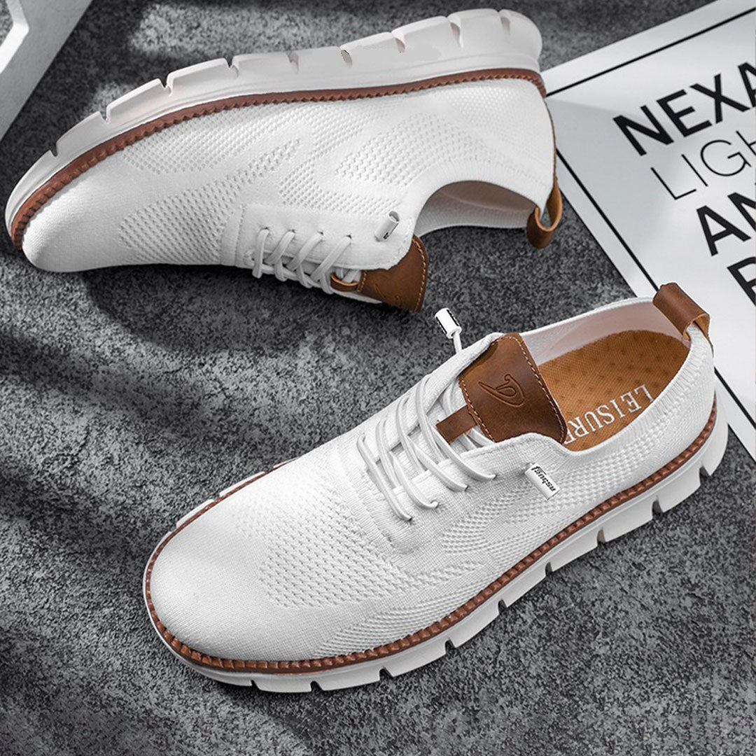 Effortless Knit Mesh Fashion Sneakers for Women with Lace Up Contrast Sole Casual Style