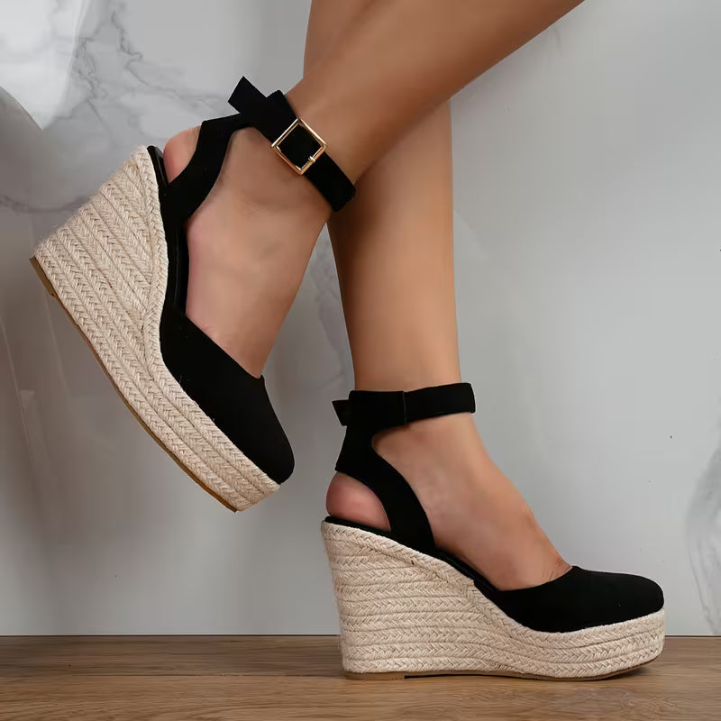Elegant Espadrille Wedges for Women with Closed Toe Ankle Strap Braided Platform Style