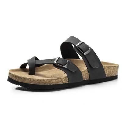 Comfortable Thong Sandals for Women with Adjustable Buckle Strap Cork Footbed Open Toe Style