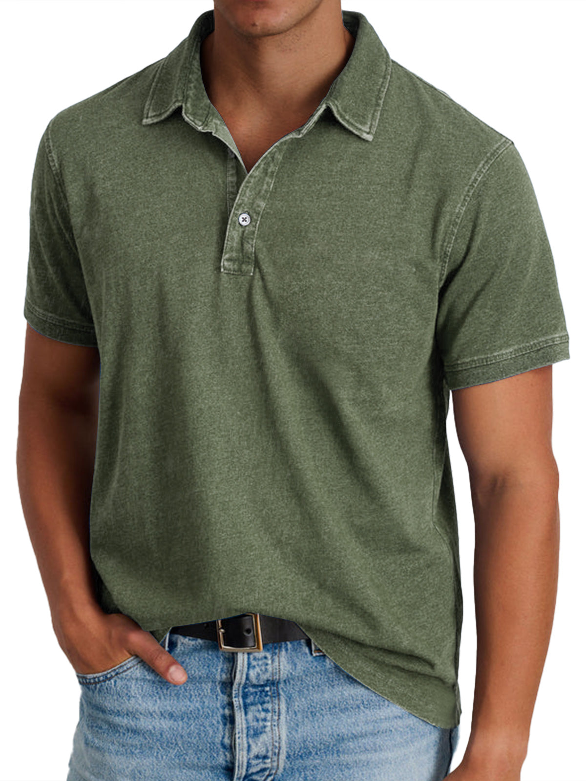 Effortless Washed Cotton Polo Shirt for Women with Collar Short Sleeve Button Placket Relaxed Casual Style